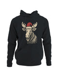Festive Moose with Santa Hat Men's Hoodie