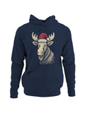 Festive Moose with Santa Hat Men's Hoodie