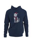 Festive Cat in Santa Hat Art Men's Hoodie