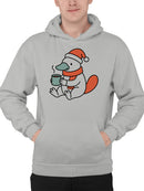 Warm Platypus Holding Coffee Men's Hoodie