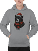 Festive Bear in Santa Hat and Scarf Men's Hoodie