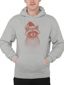 Festive Raccoon with Santa Hat Men's Hoodie