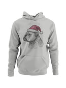 Festive Bulldog in Santa Hat Men's Hoodie
