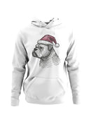 Festive Bulldog in Santa Hat Men's Hoodie