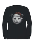 Festive Opossum in Santa Hat Men's Sweatshirt