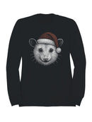 Festive Opossum in Santa Hat Men's Sweatshirt