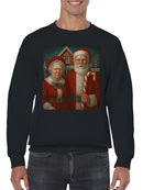 Santa and Mrs. Claus at North Pole Men's Sweatshirt