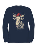 Festive Moose with Santa Hat Men's Sweatshirt