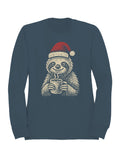 Cozy Christmas Sloth with Cocoa Men's Sweatshirt