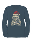 Cozy Christmas Sloth with Cocoa Men's Sweatshirt