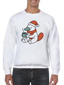 Warm Platypus Holding Coffee Men's Sweatshirt