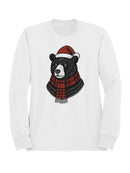 Festive Bear in Santa Hat and Scarf Men's Sweatshirt
