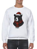 Festive Bear in Santa Hat and Scarf Men's Sweatshirt