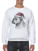 Festive Bulldog in Santa Hat Men's Sweatshirt