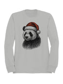 Festive Panda in Santa Hat Men's Sweatshirt
