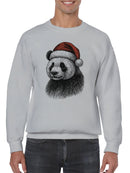 Festive Panda in Santa Hat Men's Sweatshirt
