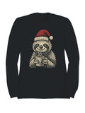 Cozy Christmas Sloth with Cocoa Women's Sweatshirt