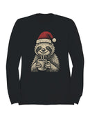 Cozy Christmas Sloth with Cocoa Women's Sweatshirt