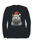 Festive Bear in Santa Hat Women's Sweatshirt
