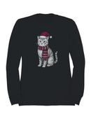 Festive Cat in Santa Hat Art Women's Sweatshirt