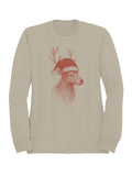 Festive Reindeer in Santa Hat Women's Sweatshirt