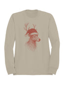 Festive Reindeer in Santa Hat Women's Sweatshirt