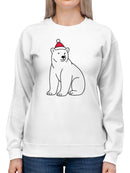 Festive Bear in Christmas Hat Women's Sweatshirt