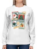 Vintage Christmas Stamp Collection Women's Sweatshirt