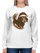 Festive Dachshund in Santa Hat Women's Sweatshirt