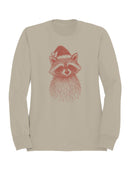 Festive Raccoon with Santa Hat Women's Sweatshirt