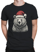 Festive Bear in Santa Hat Men's T-shirt