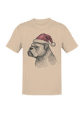 Festive Bulldog in Santa Hat Men's T-shirt