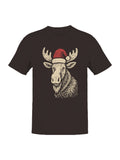 Festive Moose with Santa Hat Men's T-shirt