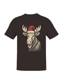 Festive Moose with Santa Hat Men's T-shirt