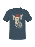 Festive Moose with Santa Hat Men's T-shirt
