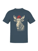Festive Moose with Santa Hat Men's T-shirt