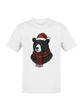 Festive Bear in Santa Hat and Scarf Men's T-shirt