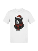 Festive Bear in Santa Hat and Scarf Men's T-shirt
