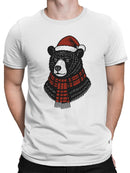 Festive Bear in Santa Hat and Scarf Men's T-shirt