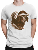 Festive Dachshund in Santa Hat Men's T-shirt