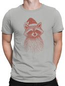 Festive Raccoon with Santa Hat Men's T-shirt