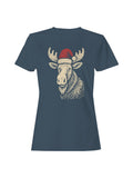 Festive Moose with Santa Hat Women's T-shirt