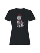 Festive Cat in Santa Hat Art Women's T-shirt