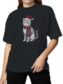 Festive Cat in Santa Hat Art Women's T-shirt