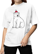 Festive Bear in Christmas Hat Women's T-shirt