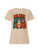 Believe: Santa, Alien, Bigfoot Women's T-shirt