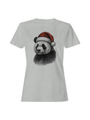 Festive Panda in Santa Hat Women's T-shirt