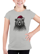Santa Bear with Christmas Hat Youth's T-shirt