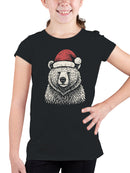 Festive Bear in Santa Hat Youth's T-shirt