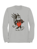 Devil Cartoon with Red Suspenders Men's Sweatshirt